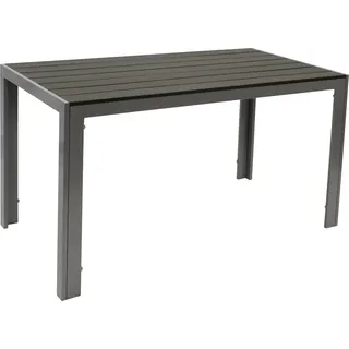 DEGAMO Gartentisch Esstisch Alutisch SORANO 70x125cm, Gestell Aluminium silbergrau, Tischplatte Kunstholz grau, wetterfest - Silber, Dunkelgrau
