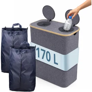 Relaxdays Pfandflaschen Sammelbehälter, 170 L, bis 100 Flaschen, 2 Fächer
