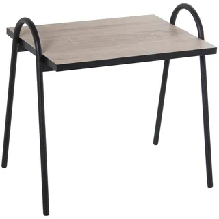 DRW Set mit 3 Beistelltischen aus Holz und Metall, 38 x 48 x 41 cm, Schwarz und Eiche, 38x48x41cm