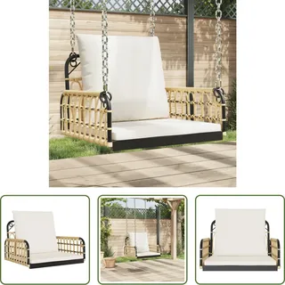 The Living Store Hängestuhl mit Kissen 63x58x39 cm Poly Rattan und Stahl - Braun
