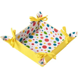 Homescapes Brotkorb Bunte Punkte – faltbar mit Wende-Design , Multicolor , Textil , Gepunktet , Quadratisch , 22x7x22 cm , Oeko-Tex® , Geschirr, Tischkultur & Serviergeschirr, Brotkörbe