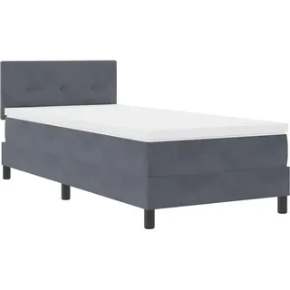 vidaXL LED Boxspringbett mit Kopfteil Dunkelgrau 90 x 200 cm Samt - Grau