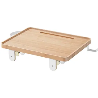 VASAGLE Bettablage, Nachttisch zum Einhängen, Regal für Hochbett | Schlitz für Handy, Getränkehalter, Haken drehbar, verstellbare Klemmen, Leichter Bambus, BAMBOU Kollektion LET301N03