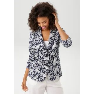 Aniston CASUAL Sweatblazer mit ausdrucksvollem Blumenmuster blau