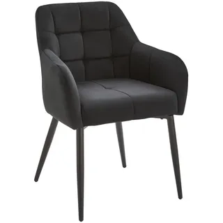Livetastic Armlehnstuhl , Schwarz, Dunkelgrau , Metall, Textil , Füllung: Schaumstoff , Rundrohr , 60x82x60 cm , Esszimmer, Stühle, Polsterstühle