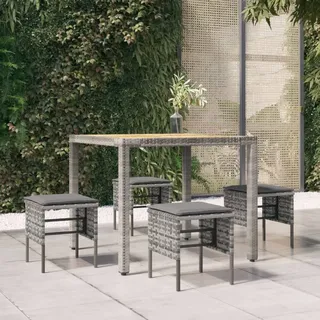 Maison Exclusive Gartenhocker mit Kissen 4 Stk. Grau Poly Rattan - Grau