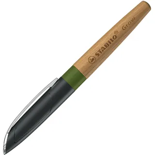 Stabilo - Füller in Holzoptik - Grow - moosgrün/Eiche - inkl. Patrone - blau (löschbar)