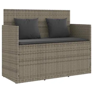 vidaXL Gartenbank mit Kissen Grau Poly Rattan - Grau