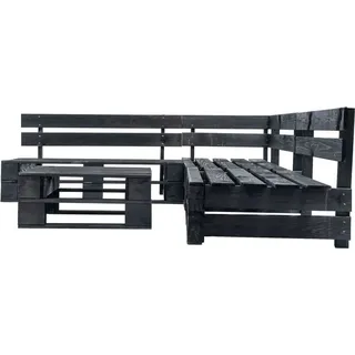 vidaXL 4-tlg. Garten-Lounge-Set aus Paletten Schwarz Holz - Schwarz