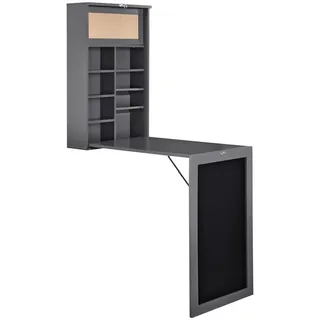 [en.casa] Wandklapptisch Kläppen , Dunkelgrau , Holzwerkstoff , 50x156x91.5 cm , Esszimmer, Esstische
