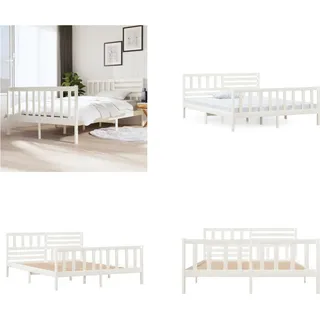 vidaXL Massivholzbett Weiß 120x200 cm - Bettrahmen - Bettgestell - Bett - Massivholzbettrahmen - Weiß