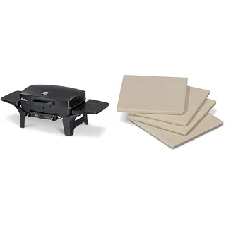 Enders® Gasgrill URBAN, Tischgrill, Grillen-, Kochen- und Backen Funktion & PIZZASTEINE 8811 4er-Set, 19 cm x 19 cm, rechteckig, Grill-Zubehör, Gasgrill BBQ, beige
