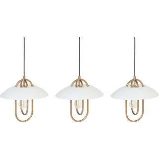 BELIANI Hängelampe Gold / Weiß aus Metall 3-flammig Modernes Design Glasschirme Elegant Glamour für Wohnzimmer Schlafzimmer Esszimmer - Gold, Weiß