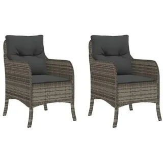 vidaXL Gartenstühle mit Kissen 2 Stk. Grau Poly Rattan - Grau