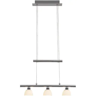 BRILLIANT LED Pendelleuchte Tonja | zeitlose Hängeleuchte | 3-flammig | Glas/Metall | chrom/weiß | dimmbar | höhenverstellbar - Silber, Weiß