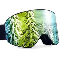 Dizokizo Skibrille Abnehmbare Linse,Antibeschlag und UV-Schutz,Dreifach Atmungsaktive Schaumstoffe & Geprägter Riemen für Damen, Herren, Jugend