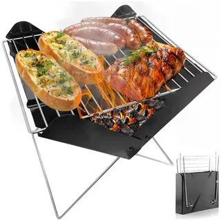 Holzkohle Grill, leichter tragbarer BBQ Grill, Tisch-Campinggrill, mobiler Standgrill 43,5 x 28,5 cm - GRILLOMATE - Schwarz