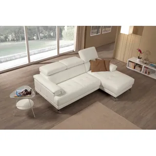 Egoitaliano Ecksofa "Soul, Design und Sitzkomfort auf hohem Niveau, tolle Details, L-Form", mit Recamiere, inkl. Kopfteilverstellung, weiß,