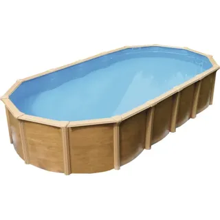 Aufstellpool Stahlwandpool-Set Steely Supreme Wood oval 730x360x132 cm inkl. San