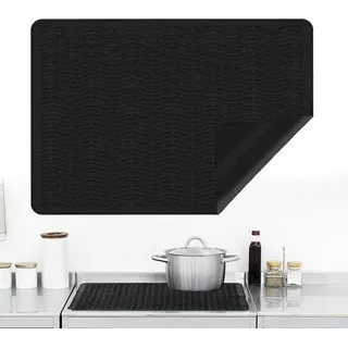 Silikon Kuchenplatte Schutzmatte 71x51 cm – Schwarze Herd Mat für Induktions- & Keramik-Kochfelder | Hitzebeständig, Antislip & multifunktionelle Schutzmatte