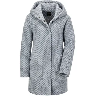 Langmantel GOLDNER "Kurzgröße Mantel", Damen, Gr. 24, blau (hellblau, grau, gemustert), Obermaterial: 78% Polyester COOLMAX(R) PES(Coolmax). 11% Polyacryl PAN. 11% Wolle WO., figurumspielend, Sonstiges, Mäntel Langmantel, mit großer Kapuze