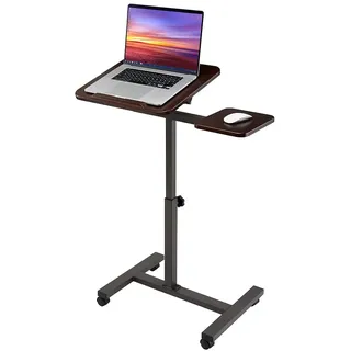 Seville Classics Mobiler Stehpult mit Beistelltisch Laptoptisch, Metall, braun 66 x 40.6 x 101.6 cm