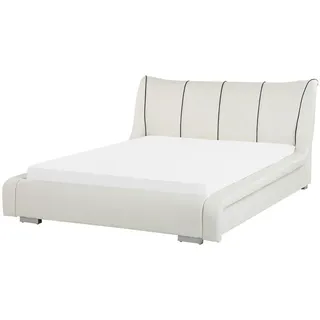 Beliani Lederbett 140/200cm Cremeweiß Nantes , Leder , 140x200 cm , Schlafzimmer, Betten