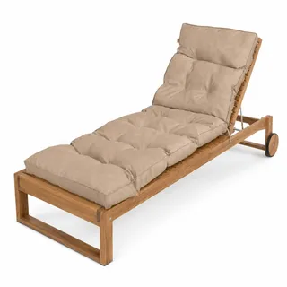 Bielik Stepp Auflage Gartenliege – wetterfestes Polster für Sonnenliege und Deckchair aus Holz, Oeko-TEX-Zertifiziert, mit Befestigung – beige