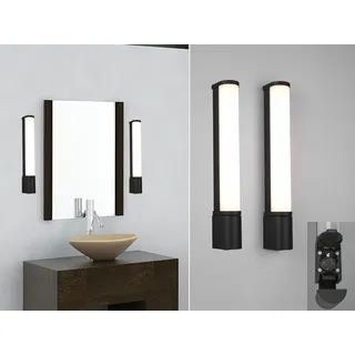 LED Wandlampe Bad 2er Set Spiegelleuchte mit Steckdose & Schalter Schwarz 41,5cm - Schwarz