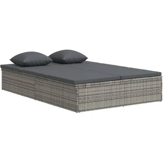 vidaXL Sonnenliege mit Auflagen Poly Rattan Dunkelgrau - Grau