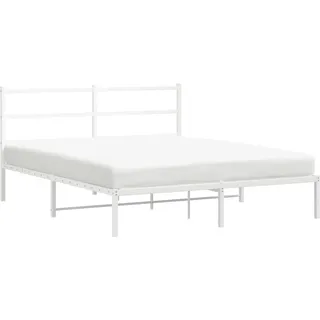 vidaXL Bettgestell mit Kopfteil Metall Weiß 160x200 cm - Weiß
