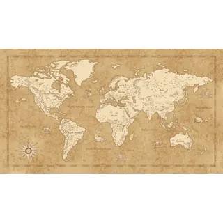 KOMAR Vlies Fototapete Vintage World Map 500 x 280 cm