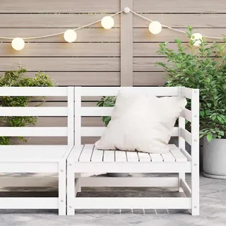 vidaXL Garten-Ecksofa Weiß Massivholz Kiefer - Weiß