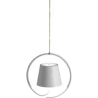 Zafferano Poldina-Wiederaufladbare LED Hängeleuchte, Leuchte mit Aluminiumgehäuse, IP54, Geeignet für den Außen-und Innenbereich, Dimmbar, EU-STECKER-Weiß, 2.2 W