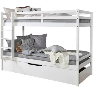 TICAA Etagenbett Finn 90 x 200 cm Kiefer massiv weiß