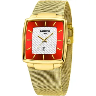 Herrenuhren militärisch wasserdicht Quarz analog quadratisch Armbanduhr für Männer mit Edelstahl Mesh Armband Datumskalender