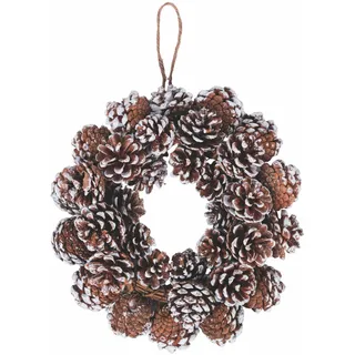 Rattankranz Tannenzapfen Natur Schneeoptik Ø28x8cm Xmas