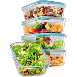 Praknu Glasbehälter mit Deckel 1000ml - 4er Set Frischhaltedosen - Stapelbar & Luftdicht - BPA-frei - Spülmaschinenfest - Gefrierschrank & Mikrowellengeeignet