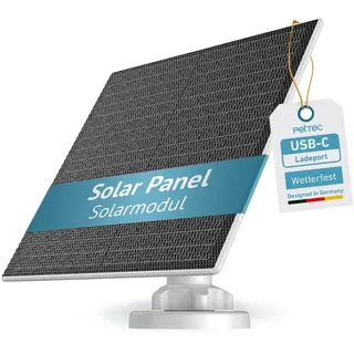 PetTec - Solar Panel für Überwachungskamera aussen Pet Cam - Solarmodul 4,4W in Weiß - Für Outdoor Kameras mit Akku & USB-Port - Ideal für Pet Cam Produkte - Inkl. Ladekabel und Halterung