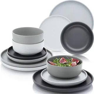 Sänger Tafelservice Leeds - 12 teilig aus Steingut , 12-teilig , Rund , 26.5x6.4x26.5 cm , Geschirr, Geschirrsets, Tafelservice