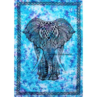 FUTURE HANDMADE Türkis Farbe Indische Bedruckte Elefant Tapisserie Hippie Bohemiann Wandbehang 100% Baumwolle Zwilling Tapisserie Wohnheim Dekor Zimmer Tagesdecke DESIGN 6