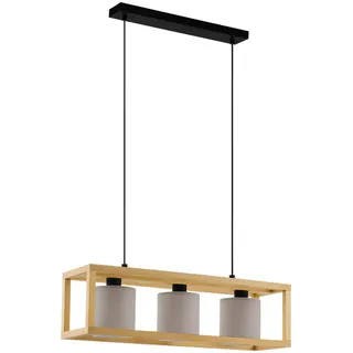 Eglo Hängeleuchte , Braun, Schwarz, Weiß, Cappuccino , Holz, Metall, Textil , Ahorn , länglich , 20x150x77 cm , Lampen & Leuchten, Leuchtenserien