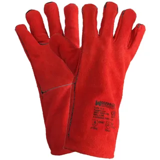 WOLFPACK 15031150 - dicke Schweißerhandschuhe, Größe L, rot., L (2er Pack)