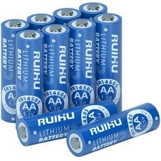 RUIHU AA-Batterien, 10 Stück Lithium-Eisen-Doppel-A-Batterien, 1,5 V 3000 mAh Langlebigere AA-Lithium-Batterien für Taschenlampe, Spielzeug, Fernbedienung, Nicht wiederaufladbar(Lithium AA-10 Stück)