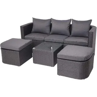 MCW Lounge-Set J37 4-Teilig Anthrazit Kissen Dunkelgrau