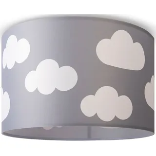 Paco Home Deckenleuchte "Hugo Cosmo", E27, Deckenleuchte Kinderzimmer Kinder Lampe Wolke Stoffschirm Rund E27, grau