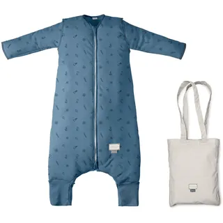 Nuvita MOOVO Dreams Schlafsack 90450 mit abnehmbaren Füßen und Ärmeln TOG 1.5 | 4-Jahreszeiten-Schlafsack mit Beinen und rutschfesten Socken für Kinder von 1-3 Jahren | Powder Blue, 1 Jahr