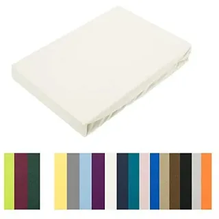 EXKLUSIV HEIMTEXTIL Marke Jersey Spannbettlaken 60 x 120 cm - 70 x 140 cm 100% Baumwolle Öko - Tex Zertifiziert, Markenqualität, Matratzenhöhe bis 10 cm, Naturweiß