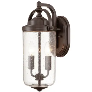 Außenlampe Wand Vintage H: 43,2 cm in Bronze 2x E14 Leuchte Garten Terrasse