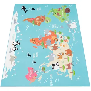 Paco Home Bino 564 Kinderteppich 100 x 200 cm Türkis